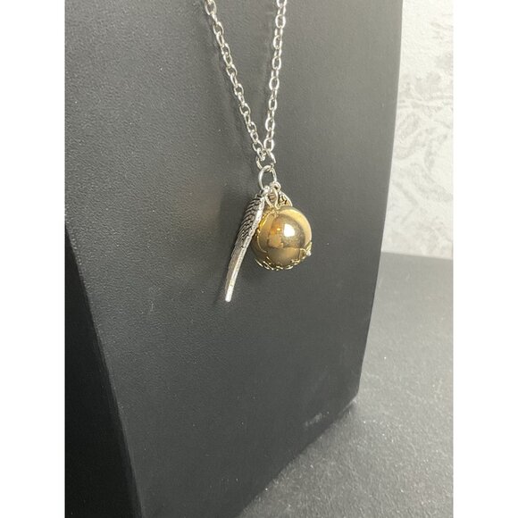 Golden Snitch Wing Pendant Necklace Silver Chain - Picture 3 of 5